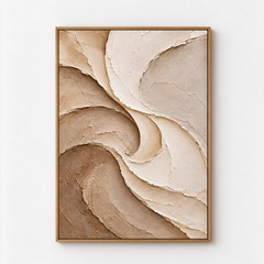 Large Vertical 3D Textured Neutral Canvas Wall Art – Hand-Painted Cream & Earth Tone Swirl Wave Plaster Oil Painting, Modern Wabi-Sabi Sand Dune Petal Palette Knife Art for Entryway & Bedroom Decor TEXVAS | Textured Canvas Art