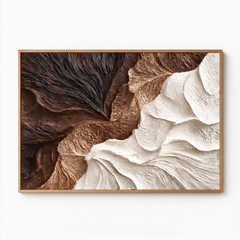 Contrast Wings – Hand-Painted 3D Dark Chocolate & Cream Textured Canvas Wall Art | Earthy Wabi-Sabi Framed Artwork TEXVAS | Textured Canvas Art