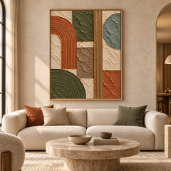 Large Vertical 3D Textured Cream Canvas Wall Art – Hand-Painted White Palm Leaf Plaster Relief Oil Painting, Modern Wabi-Sabi Botanical Impasto Artwork for Entryway & Bedroom Decor TEXVAS | Textured Canvas Art