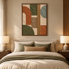 Large Vertical 3D Textured Cream Canvas Wall Art – Hand-Painted White Palm Leaf Plaster Relief Oil Painting, Modern Wabi-Sabi Botanical Impasto Artwork for Entryway & Bedroom Decor TEXVAS | Textured Canvas Art