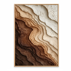 Large Vertical 3D Textured Brown and Beige Canvas Wall Art – Hand-Painted Earthy Canyon Strata Plaster Oil Painting, Modern Wabi-Sabi Gradient Impasto Artwork for Entryway & Bedroom Decor TEXVAS | Textured Canvas Art