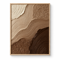 Earthy Mocha Strata 3D Textured Wall Art – Warm Coffee, Tan & Cream Impasto Wave Canvas Painting, Modern Wabi-Sabi Organic Wall Decor TEXVAS | Textured Canvas Art