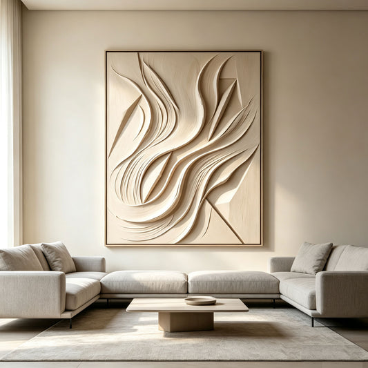 3D textured wall art, handmade relief painting Ethereal Dune Relief | 100% Handcrafted M#TX260004