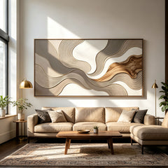 Fluid Motion Minimalist Relief | Handmade 3D Textured Wall Art for Modern Home & Zen Interior Decor#TX260010