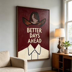 "Better Days Ahead" Textured Cowboy Wall Art – Framed Heavy Impasto Oil Painting