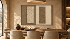 Large Horizontal 3D Textured Geometric Canvas Wall Art – Hand-Painted Beige & Taupe Plaster Oil Painting, Modern Wabi-Sabi Minimalist Combed Texture Palette Knife Art for Living Room Over Sofa & Bedroom Decor TEXVAS | Textured Canvas Art