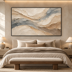 Coastal Canyon – Hand-Painted 3D Slate & Sand Textured Canvas Wall Art | Minimalist Wabi-Sabi Framed Artwork TEXVAS | Textured Canvas Art