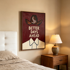 "Better Days Ahead" Textured Cowboy Wall Art – Framed Heavy Impasto Oil Painting