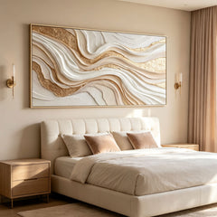 [Golden Fluidity] Abstract Textured Relief Painting — Luxury Modern Collection | Ethereal Flow | Contemporary Statement Wall Art