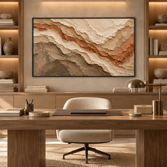 Large Horizontal 3D Textured Canyon Canvas Wall Art – Hand-Painted Earthy Terracotta & Beige Impasto Oil Painting, Wabi-Sabi Desert Wave Palette Knife Art for Living Room Over Sofa & Bedroom Decor TEXVAS | Textured Canvas Art
