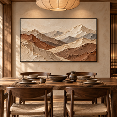Large Horizontal 3D Textured Mountain Canvas Wall Art – Hand-Painted Neutral Earth Tone Mountain Range Impasto Oil Painting, Modern Wabi-Sabi Terracotta & Slate Landscape Palette Knife Art for Living Room Over Sofa & Bedroom Decor TEXVAS | Textured Canvas Art