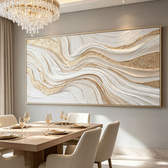 [Golden Fluidity] Abstract Textured Relief Painting — Luxury Modern Collection | Ethereal Flow | Contemporary Statement Wall Art