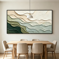 Emerald Wave - Minimalist 3D Textured Impasto Oil Painting on Canvas TEXVAS | 100% Hand-Painted Textured & Impasto Wall Art