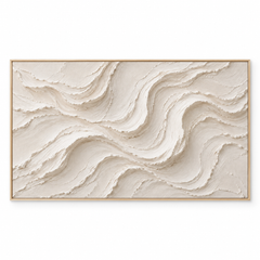 Large Horizontal 3D Textured White Canvas Wall Art – Hand-Painted Off-White & Cream Wave Plaster Oil Painting, Minimalist Modern Wabi-Sabi Flowing Line Palette Knife Art for Living Room Over Sofa & Bedroom Decor TEXVAS | Textured Canvas Art