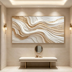 [Golden Fluidity] Abstract Textured Relief Painting — Luxury Modern Collection | Ethereal Flow | Contemporary Statement Wall Art