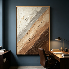 "Earthy Strata" – Modern Neutral Abstract Textured Heavy Impasto Canvas Art (Framed Earth-Tone Wall Decor)
