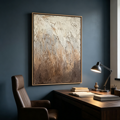 "Wabi-Sabi Serenity" – Neutral Abstract Heavy Textured Impasto Canvas Art (Washed Earth-Tone Framed Wall Decor)