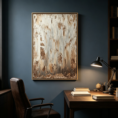 "Rustic Timelessness" – Wabi-Sabi Heavy Textured Impasto Canvas Art (Neutral Distressed Earth-Tone Framed Wall Decor)