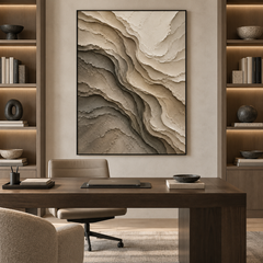 Large 3D Textured Abstract Canvas Wall Art – Hand-Painted Wabi-Sabi Impasto Oil Painting, Modern Neutral Wave Textured Painting for Living Room, Bedroom & Office Decor TEXVAS | Textured Canvas Art
