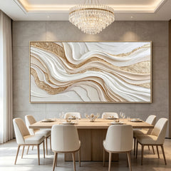 [Golden Fluidity] Abstract Textured Relief Painting — Luxury Modern Collection | Ethereal Flow | Contemporary Statement Wall Art