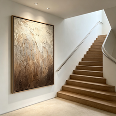 "Wabi-Sabi Serenity" – Neutral Abstract Heavy Textured Impasto Canvas Art (Washed Earth-Tone Framed Wall Decor)