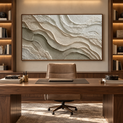 Serene Strata – Hand-Painted 3D Cream & Sand Textured Canvas Wall Art | Earthy Wabi-Sabi Framed Artwork TEXVAS | Textured Canvas Art