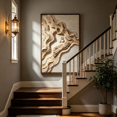 Horizon Árido | Arte paisajístico desértico texturizado 3D hecho a mano, gran relieve abstracto Gobi para decoración contemporánea de hogar con tonos tierra #TX26007