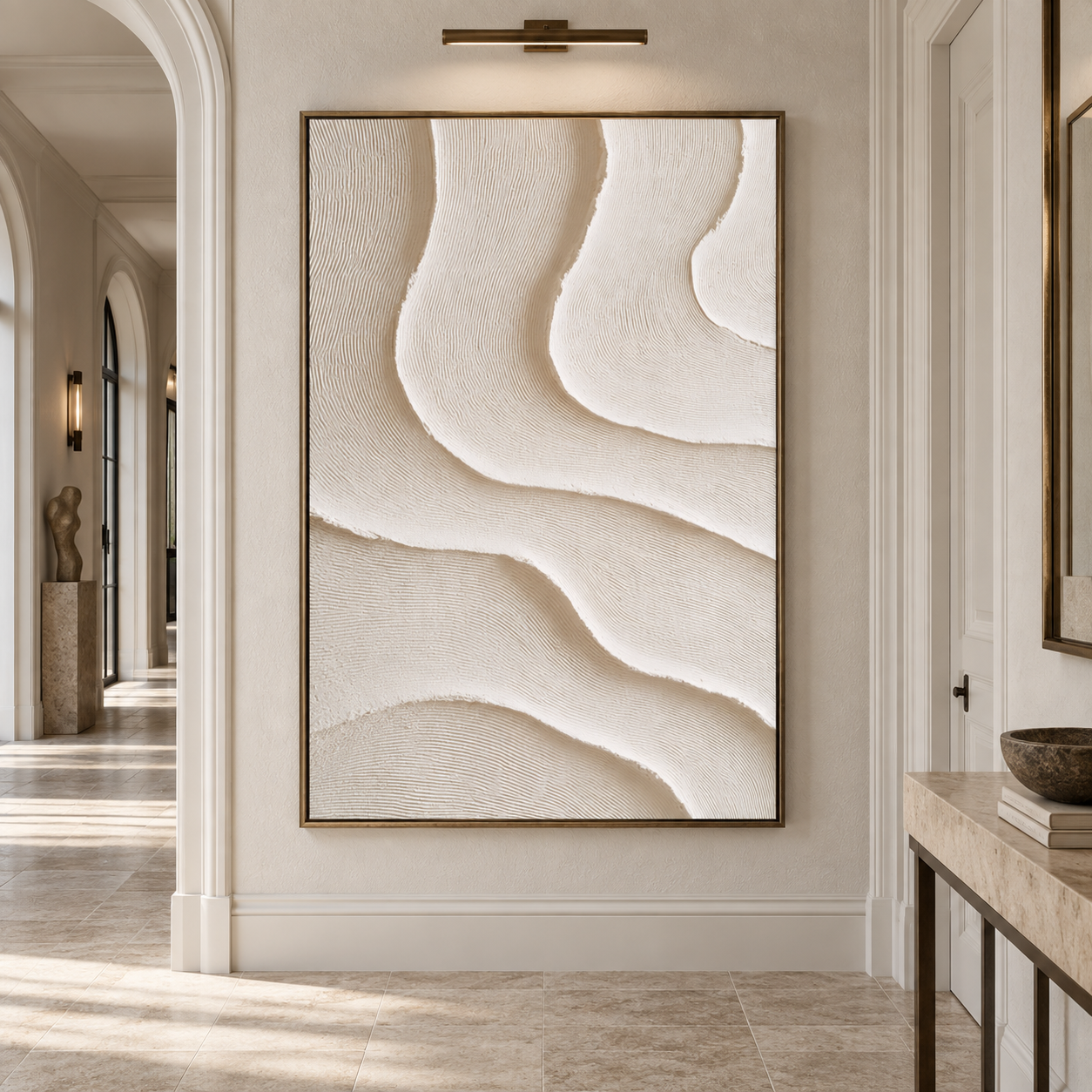 Minimalist Beige Sand Dune 3D Textured Wall Art – Abstract Organic Wave Fluted Impasto Canvas Painting, Modern Wabi-Sabi Neutral Wall Decor TEXVAS | Textured Canvas Art