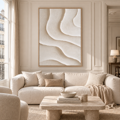 Minimalist Beige Sand Dune 3D Textured Wall Art – Abstract Organic Wave Fluted Impasto Canvas Painting, Modern Wabi-Sabi Neutral Wall Decor TEXVAS | Textured Canvas Art