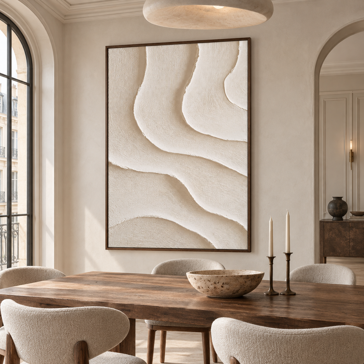 Minimalist Beige Sand Dune 3D Textured Wall Art – Abstract Organic Wave Fluted Impasto Canvas Painting, Modern Wabi-Sabi Neutral Wall Decor TEXVAS | Textured Canvas Art