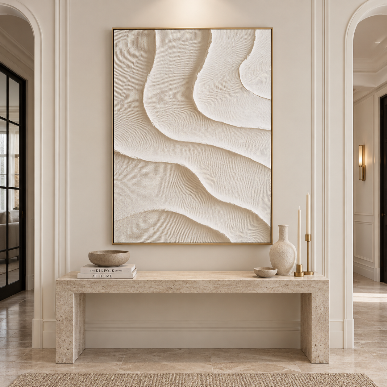 Minimalist Beige Sand Dune 3D Textured Wall Art – Abstract Organic Wave Fluted Impasto Canvas Painting, Modern Wabi-Sabi Neutral Wall Decor TEXVAS | Textured Canvas Art