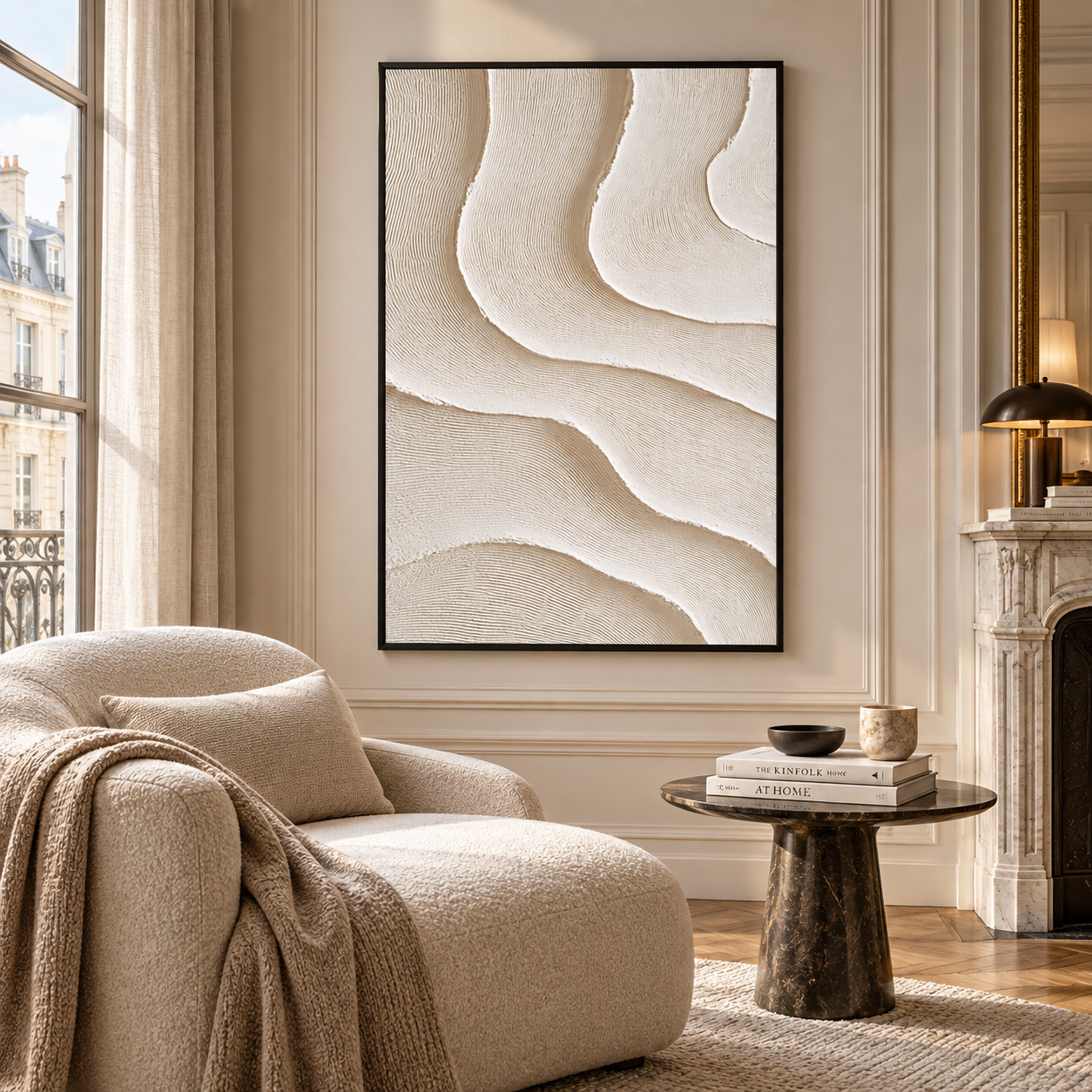Minimalist Beige Sand Dune 3D Textured Wall Art – Abstract Organic Wave Fluted Impasto Canvas Painting, Modern Wabi-Sabi Neutral Wall Decor TEXVAS | Textured Canvas Art