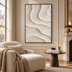 Minimalist Beige Sand Dune 3D Textured Wall Art – Abstract Organic Wave Fluted Impasto Canvas Painting, Modern Wabi-Sabi Neutral Wall Decor TEXVAS | Textured Canvas Art