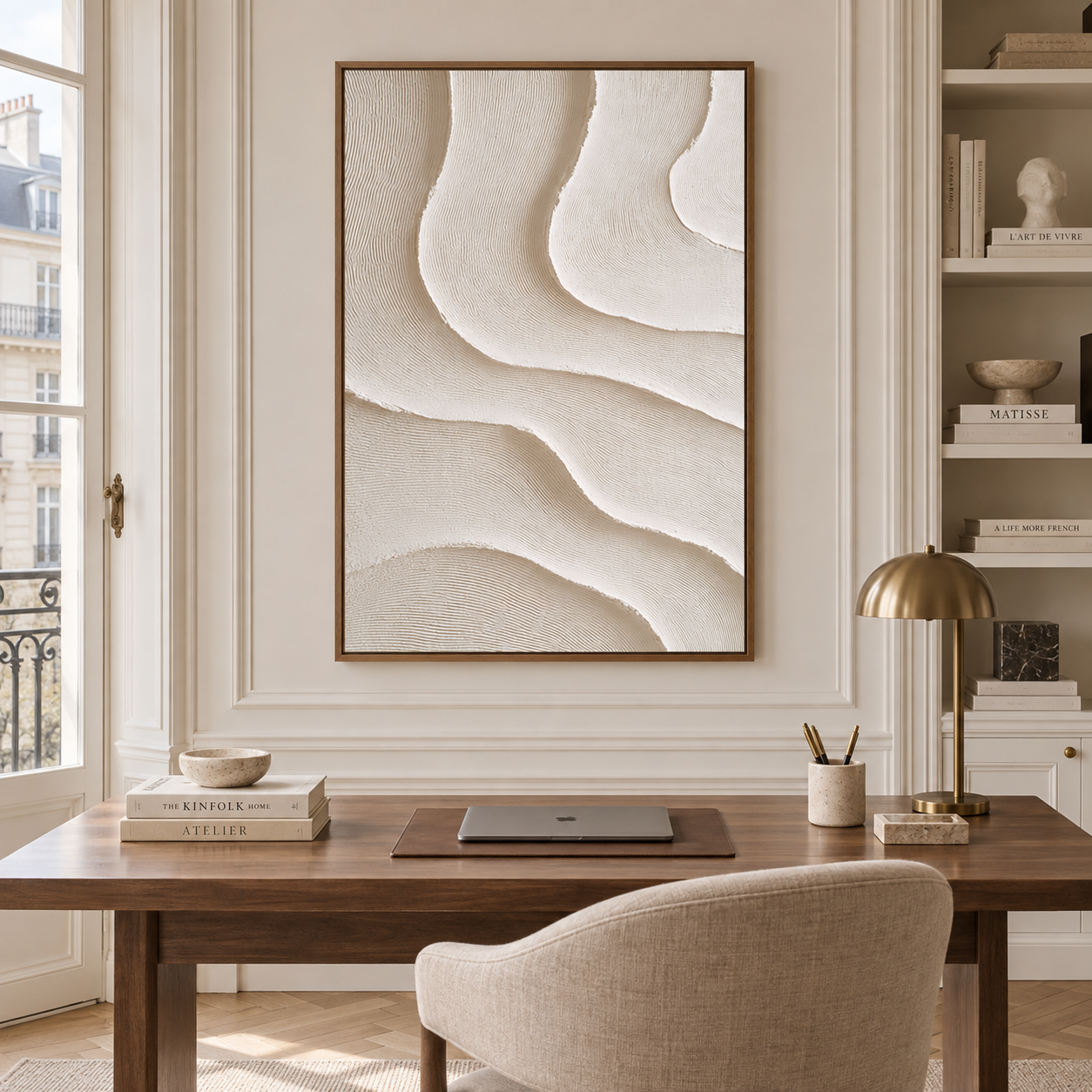 Minimalist Beige Sand Dune 3D Textured Wall Art – Abstract Organic Wave Fluted Impasto Canvas Painting, Modern Wabi-Sabi Neutral Wall Decor TEXVAS | Textured Canvas Art