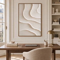 Minimalist Beige Sand Dune 3D Textured Wall Art – Abstract Organic Wave Fluted Impasto Canvas Painting, Modern Wabi-Sabi Neutral Wall Decor TEXVAS | Textured Canvas Art