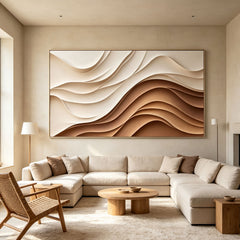 [Desert Serenity] Layered Relief Art Painting — Organic Earth Tone Series | Dune Echoes | Contemporary Minimalist Wall Decor