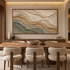 Terra Terraces – Hand-Painted 3D Sage Green & Sand Textured Canvas Wall Art | Minimalist Earthy Wabi-Sabi Framed Artwork TEXVAS | Textured Canvas Art