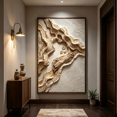 Horizon Árido | Arte paisajístico desértico texturizado 3D hecho a mano, gran relieve abstracto Gobi para decoración contemporánea de hogar con tonos tierra #TX26007