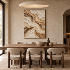 Grounded Waves: Heavy Impasto 3D Textured Desert Landscape in Warm Brown and Beige – Wabi-Sabi Minimalist Organic Wall Decor TEXVAS | Textured Canvas Art