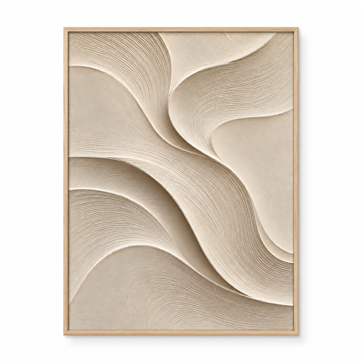 Large Vertical 3D Textured Minimalist Canvas Wall Art – Hand-Painted Cream & Beige Waves Plaster Oil Painting, Modern Wabi-Sabi Sand Dune Combed Impasto Artwork for Entryway & Bedroom Decor TEXVAS | Textured Canvas Art