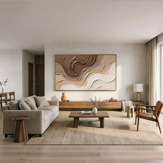 Large Neutral Textured Wall Art, Abstract Beige Cream Canvas Painting, Organic Modern Wall Decor, Minimalist Living Room Decor, Impasto Sand Palette