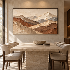 Majestic Mountain Ridge 3D Textured Wall Art – Earthy Terracotta & Slate Grey Impasto Canvas Painting for Living Room, Wabi-Sabi Landscape Wall Decor TEXVAS | Textured Canvas Art