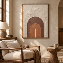 Minimalist Arch Textured Wall Art – Terracotta & Beige Modern Impasto Canvas Art for Living Room, Wabi-Sabi Boho Wall Decor TEXVAS | Textured Canvas Art