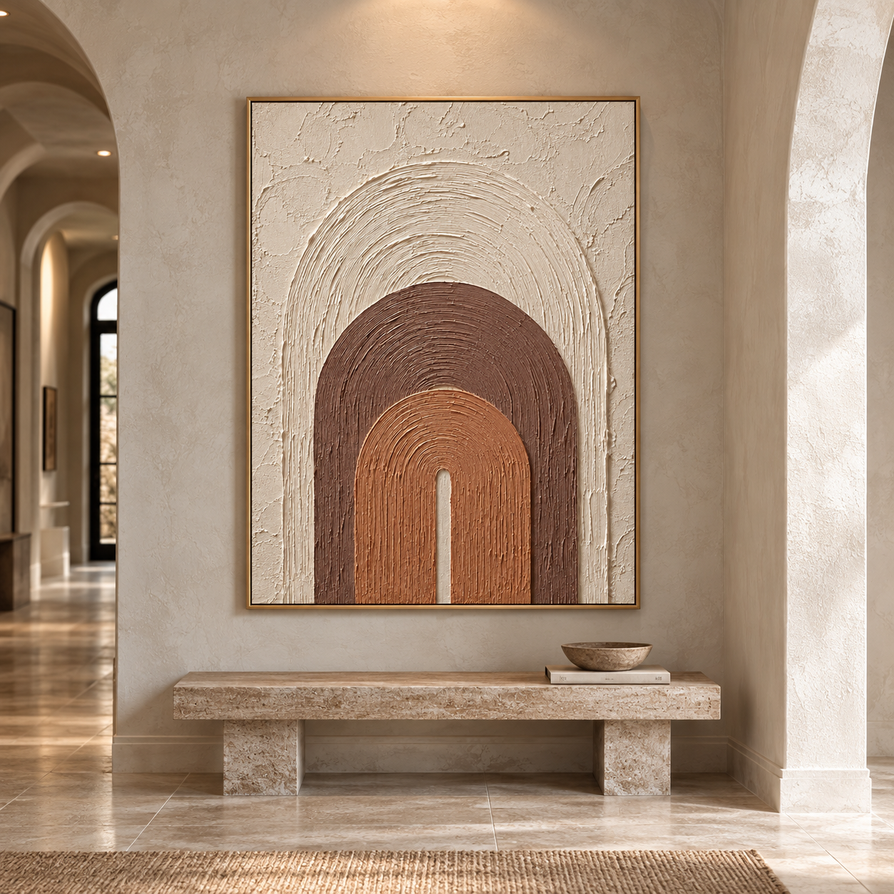 Minimalist Arch Textured Wall Art – Terracotta & Beige Modern Impasto Canvas Art for Living Room, Wabi-Sabi Boho Wall Decor TEXVAS | Textured Canvas Art