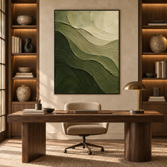 Wavy Sage & Forest Green Mountain Ridge 3D Textured Wall Art – Abstract Fluted Waves Impasto Canvas Art for Living Room, Wabi-Sabi Nature-Inspired Wall Decor TEXVAS | Textured Canvas Art