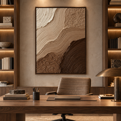 Earthy Mocha Strata 3D Textured Wall Art – Warm Coffee, Tan & Cream Impasto Wave Canvas Painting, Modern Wabi-Sabi Organic Wall Decor TEXVAS | Textured Canvas Art