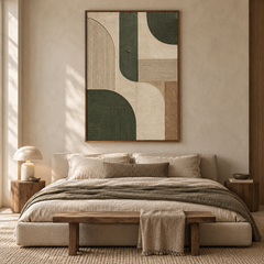 Olive Green Geometric Arches 3D Textured Wall Art – Fluted Arch & Line Relief Impasto Canvas Painting, Modern Wabi-Sabi Geometric Wall Decor TEXVAS | Textured Canvas Art