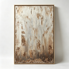 "Rustic Timelessness" – Wabi-Sabi Heavy Textured Impasto Canvas Art (Neutral Distressed Earth-Tone Framed Wall Decor)