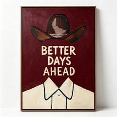 "Better Days Ahead" Textured Cowboy Wall Art – Framed Heavy Impasto Oil Painting