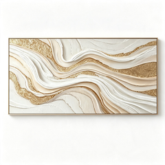 [Golden Fluidity] Abstract Textured Relief Painting — Luxury Modern Collection | Ethereal Flow | Contemporary Statement Wall Art